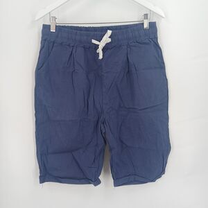Mens 3XL Blue Casual Shorts Elastic Waist Drawstring Pocketed Navy Shorts